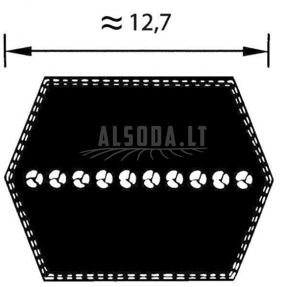 Dvipusis diržas  AA120. Išorės ilgis:,3,138 mm,Plotis:,12.7 mm 2