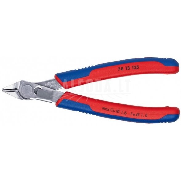 Elektronikos žnyplės 125mm INOX su prispaudimu, Knipex