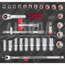 Galvučių kompl.SCS CHROMEplus 1/2" 30 vnt, 2/3, KS Tools