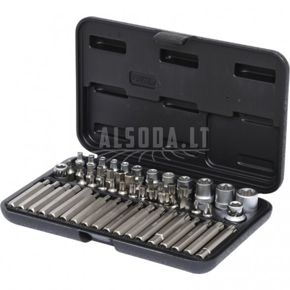 Galvučių ir antgalių komplektas Torx 1/4",3/8",1/2" 57vnt, KS Tools