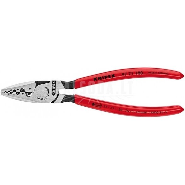 Laidų antgalių užspaudimo replės 0.25 - 16mm2, Knipex