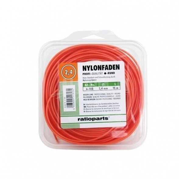 Pjovimo gija Ratioparts Nylon line (1,3 mm/15 m, oranžinė, apvali) 1