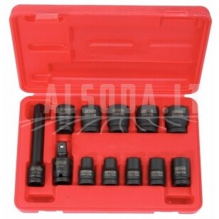 Smūginių galvučių komplektas, trumpos 1/2" 10-24mm 12-vnt, KS Tools