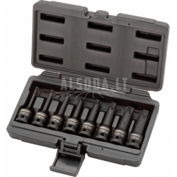 Smūginių galvučių komplektas ½" Torx T30-T80 8 vnt., KS Tools